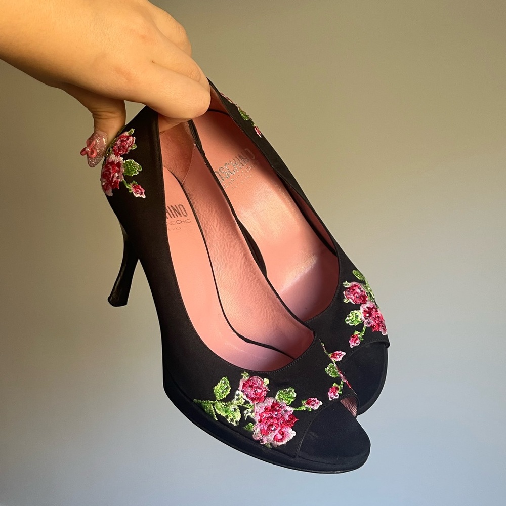 Moschino Cheap & Chic Floral Embroidered Heels | Made in Italy | Size EU 35
